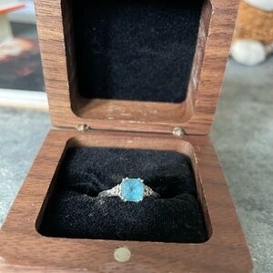 Blue Topaz and Sterling Silver Ring, Size 5
